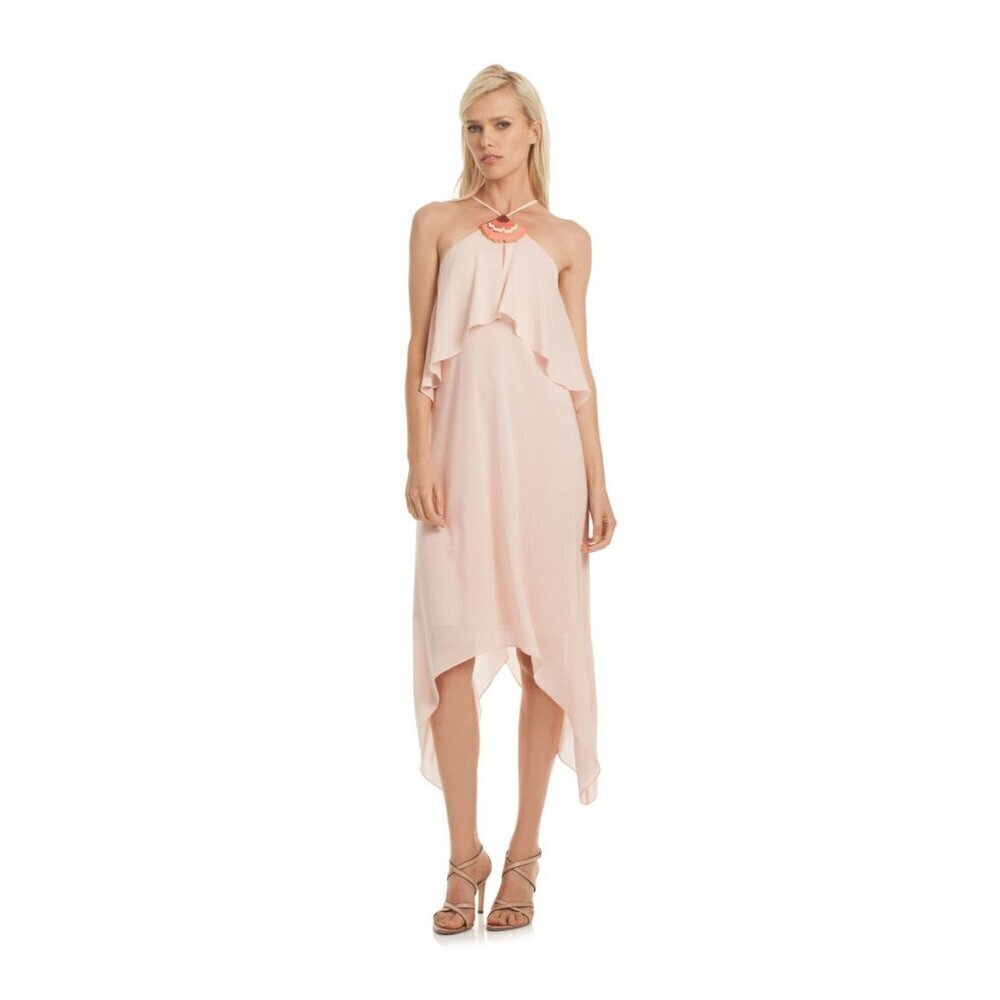 Trina Turk Womens Botanical Hardware Asymmetrical Halter Sheath Dress Size 8 - Picture 3 of 16